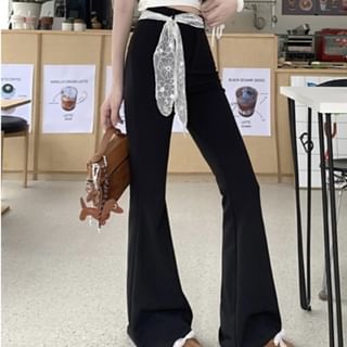 High Waist Plain Bootcut Pants