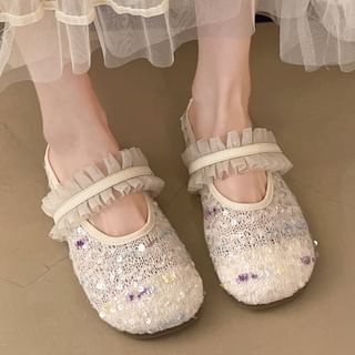 Jane Mesh Sequin Round Toe Mules Mary