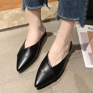 Pointed Mules Toe Faux Leather