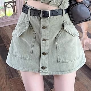 Sequin Denim Sleeveless Crop Top and Mini Skirt Duo