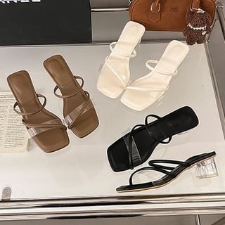 Toe Low Heel Slide Square PVC Sandals