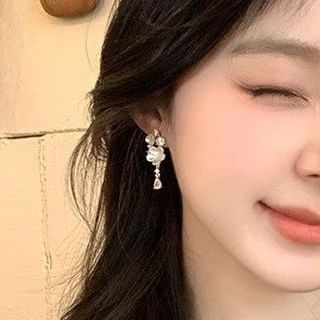 Rhinestone Alloy Floral Earring Drop
