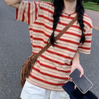 Striped Crewneck Short-Sleeved Tee