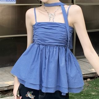 Plaid Flowy Cami Top