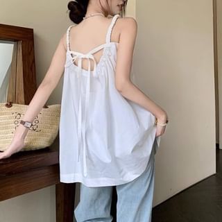 Tie-Back Ruched Plain Cami Top