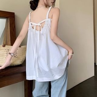 Tie-Back Ruched Plain Cami Top
