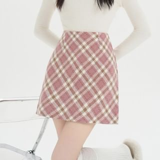High Waist Plaid Pencil Skirt