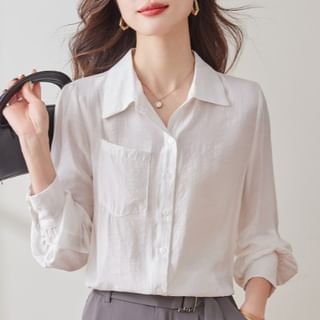 Three-Quarter Sleeve Collared Classic Shirt