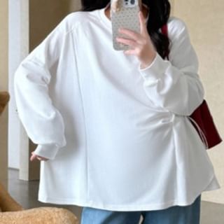 Maternity Drawstring Round-Neck Long-Sleeve Top