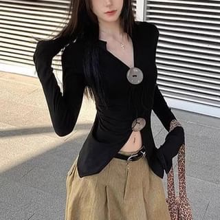 Classic Fitted Collared Tee with Extended Sleeves