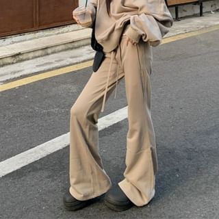 Asymmetric One-Shoulder Sweatshirt with Drawstring Waist Pants