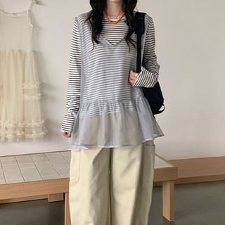 Mesh V-Neck Sleeveless Tunic