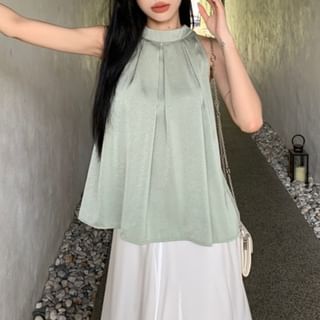 Flowy Crewneck Sleeveless Top - Plain Cotton