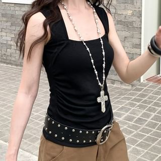 Square Neck Sleeveless Crop Top