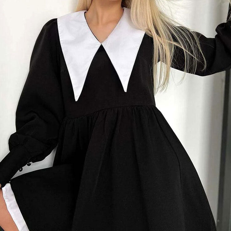 Elegant Beauty Black Collar Dress