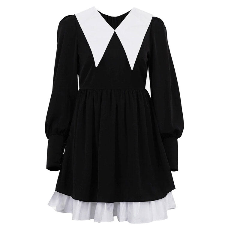 Elegant Beauty Black Collar Dress