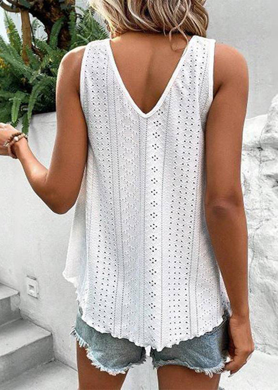 Sleeveless Thin Hollow Pink Tank Loose Out