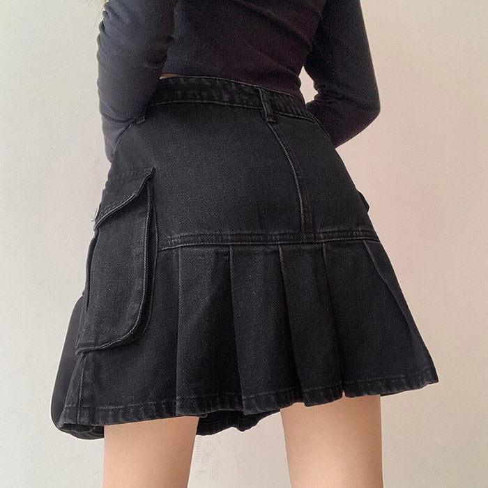 Black Campus Denim Skirt