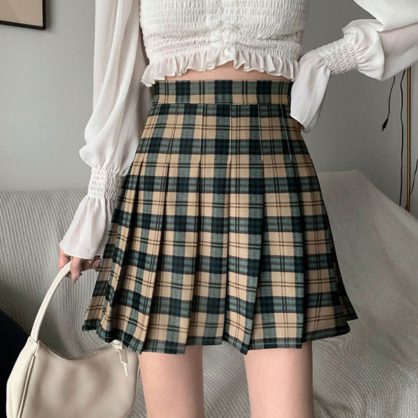 Vintage Campus Plaid Skirt