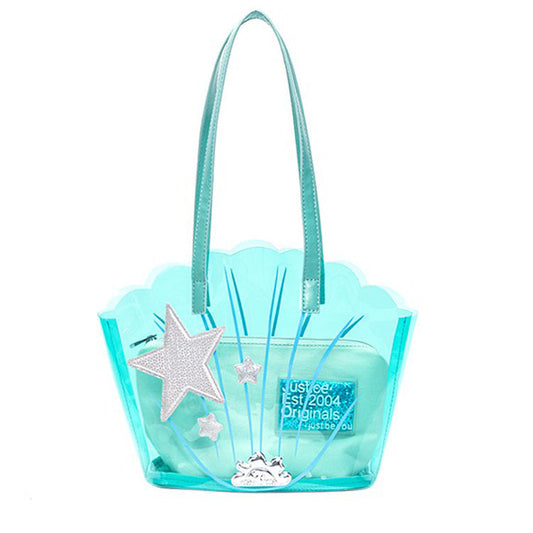 Sac transparent en coquillage bleu