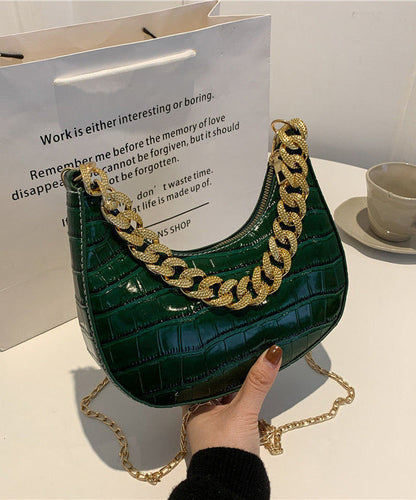 Modern Bags Linked Faux Green Shoulder Leather Chain