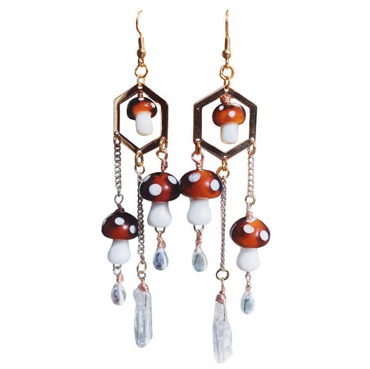 Boucles d'oreilles Champignon Rouge