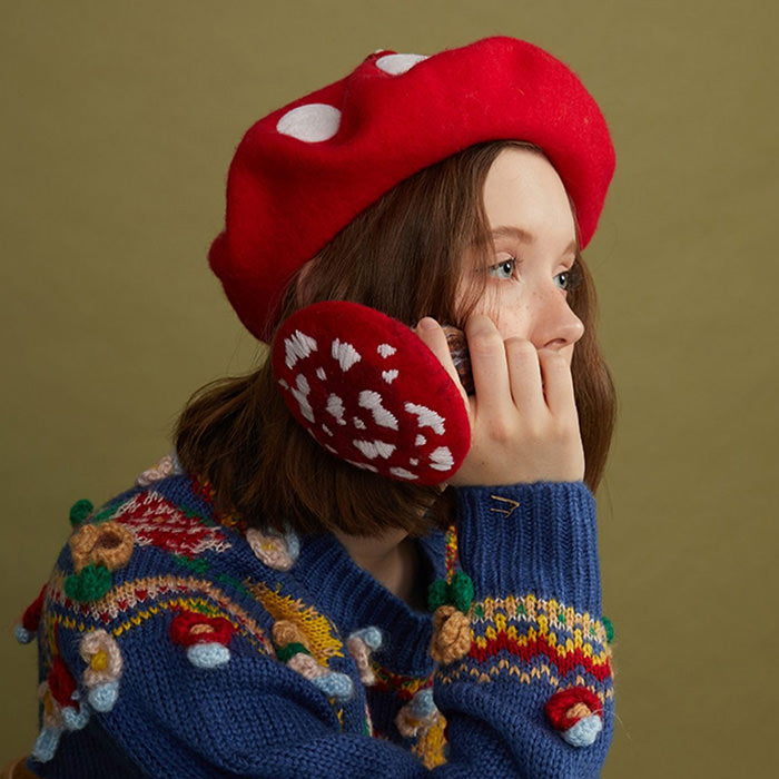 Red Mushroom Beret Hat