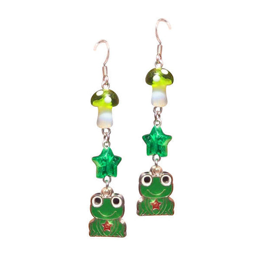 Boucles d'oreilles Champignon et Grenouille