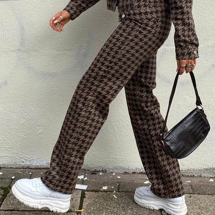 Vintage Plaid Casual Pants