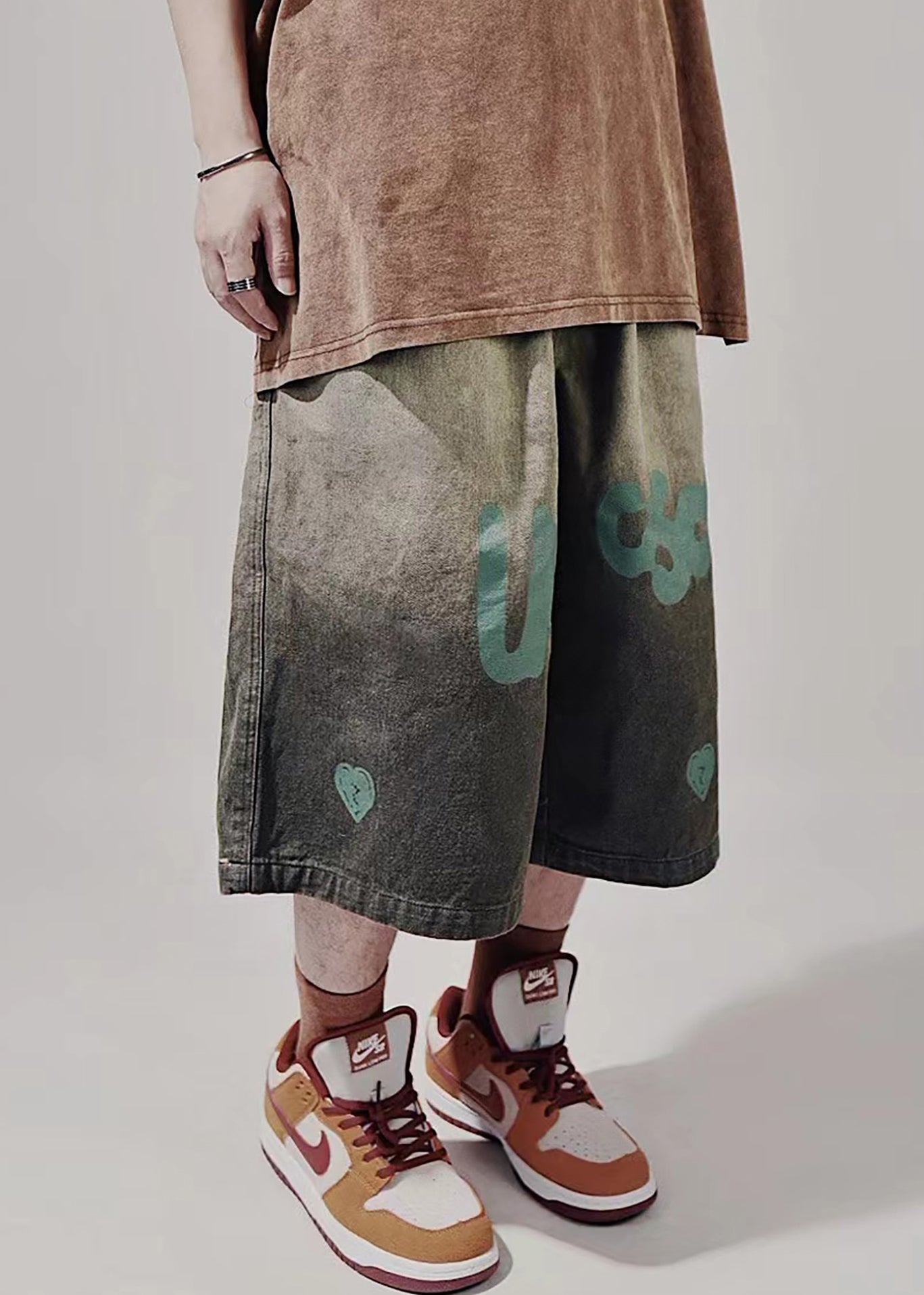 New Blue Print Lace Up Elastic Waist Mens Shorts Summer