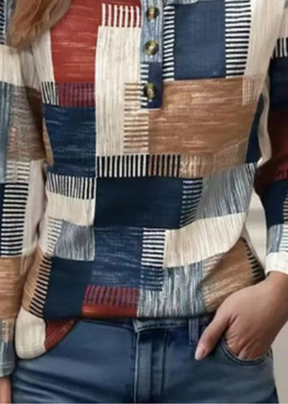 New Casual Printed Cotton T-Shirt Long Sleeves