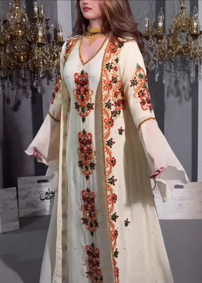 New Style Black Embroidered Robe Dress Two Pieces Set Summer