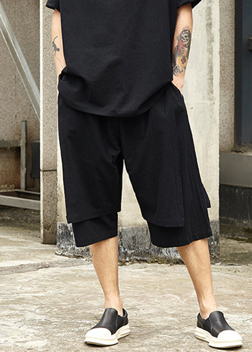 New White Pockets False Two Pieces Cotton Men Shorts Summer