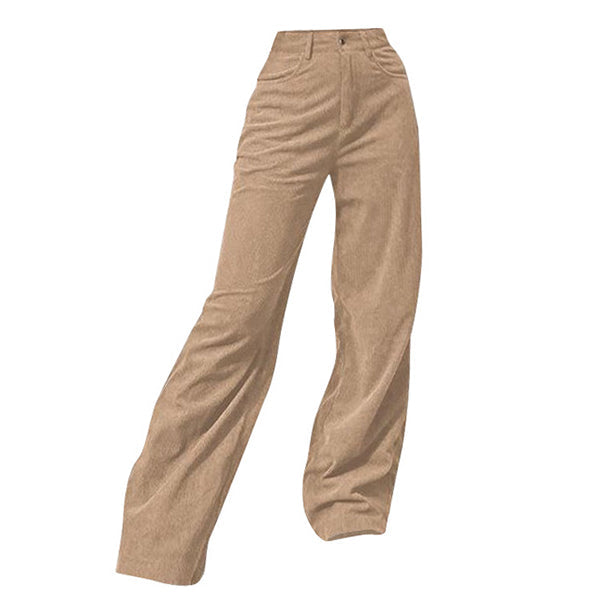 Coffee Casual Wide Cord Pants