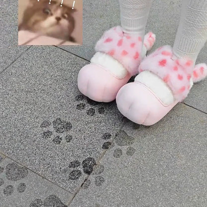 Leopard Print Cat Ear Slippers with Paw