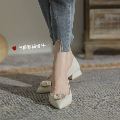 Elegant Pearl Shell High Heels