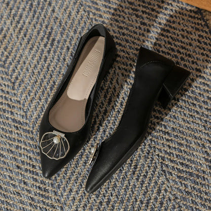 Elegant Pearl Shell High Heels