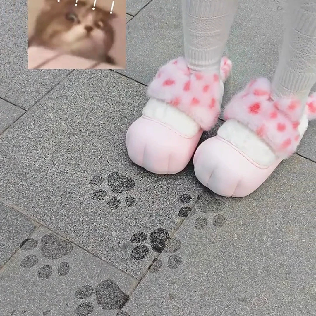 Leopard Print Cat Ear Slippers with Paw