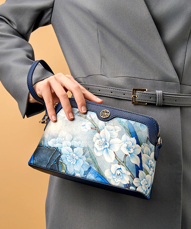 Versatile Print Silk Navy Clutch Bag Organic