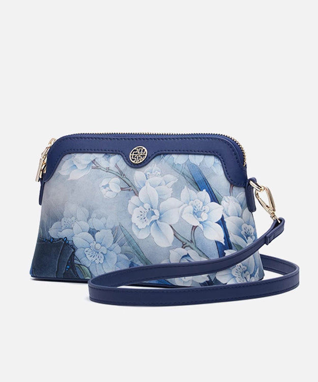 Versatile Print Silk Navy Clutch Bag Organic