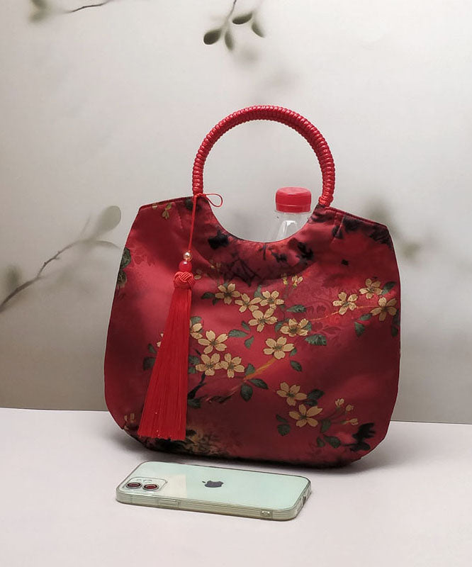 Chinese Handbag Beige Original Tote Tassel Print New