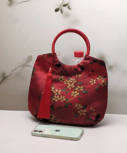 Chinese Handbag Beige Original Tote Tassel Print New