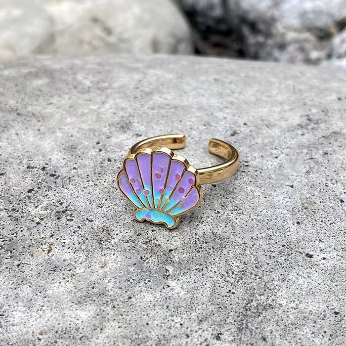 Bague d'anxiété en coquillage violet