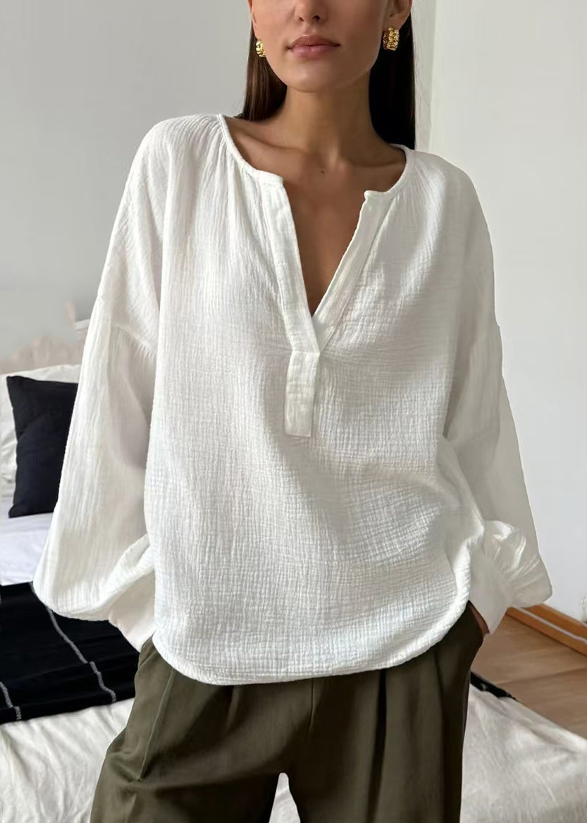 V Neck Patchwork Fall Tops Green Size Solid Plus