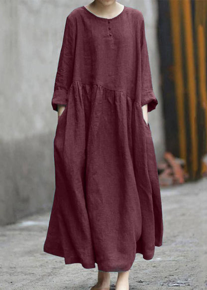 Plus Size Green Wrinkled Patchwork Long Dresses Fall