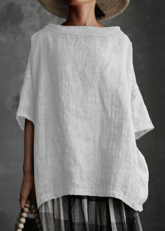 Plus Size Grey O-Neck Solid Patchwork T Shirts Summer