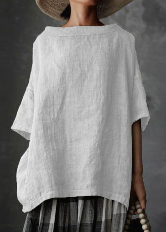 Plus Size Grey O-Neck Solid Patchwork T Shirts Summer