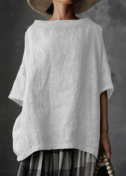 Plus Size Grey O-Neck Solid Patchwork T Shirts Summer