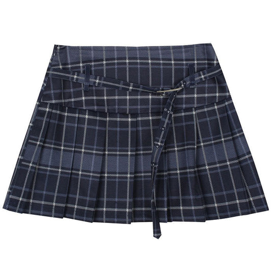 Dark Casual Plaid Skirt