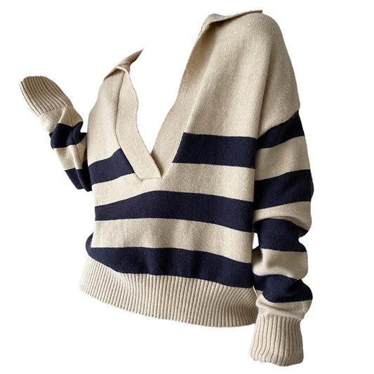 Pullover mit Streifen und Preppy-Kragen